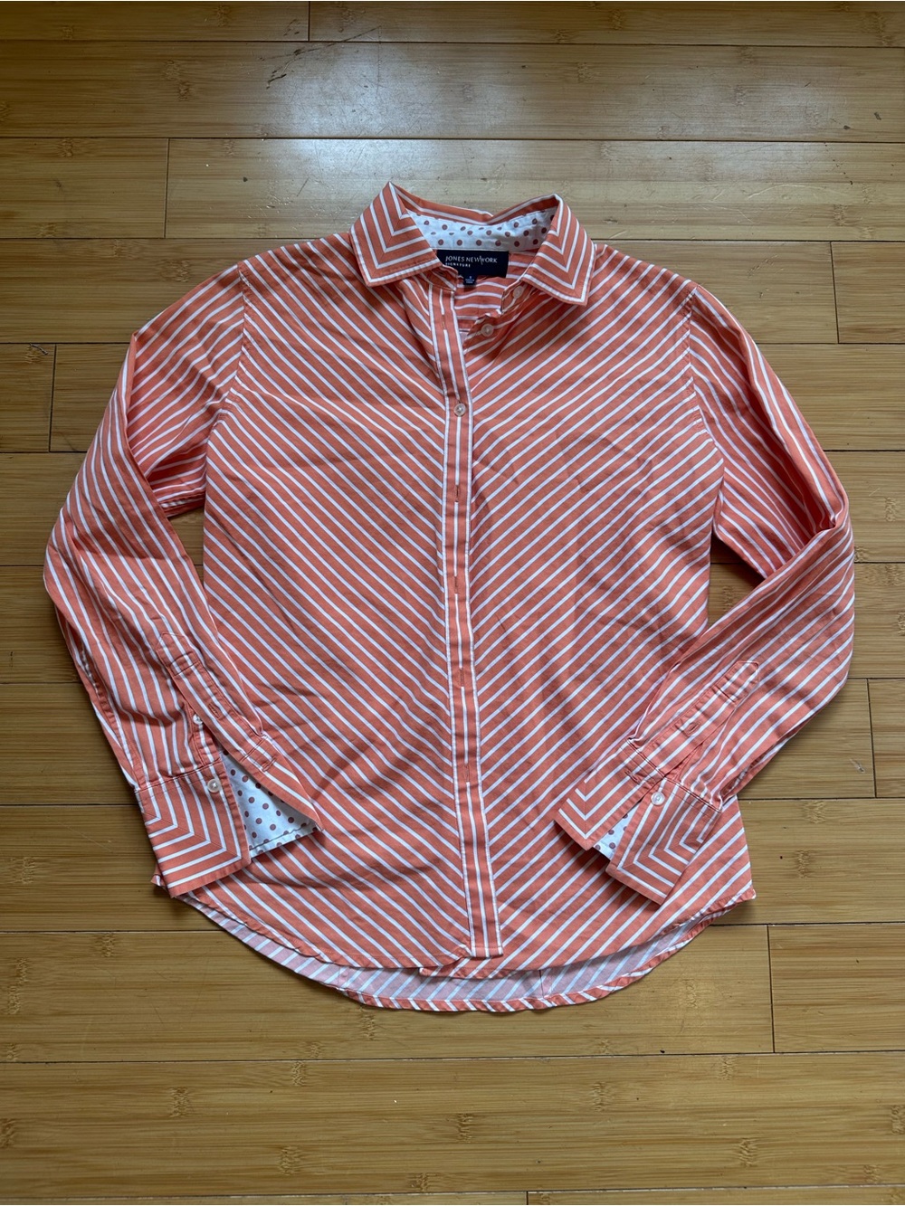 Jones New York orange and White Striped Button-Down Shirt